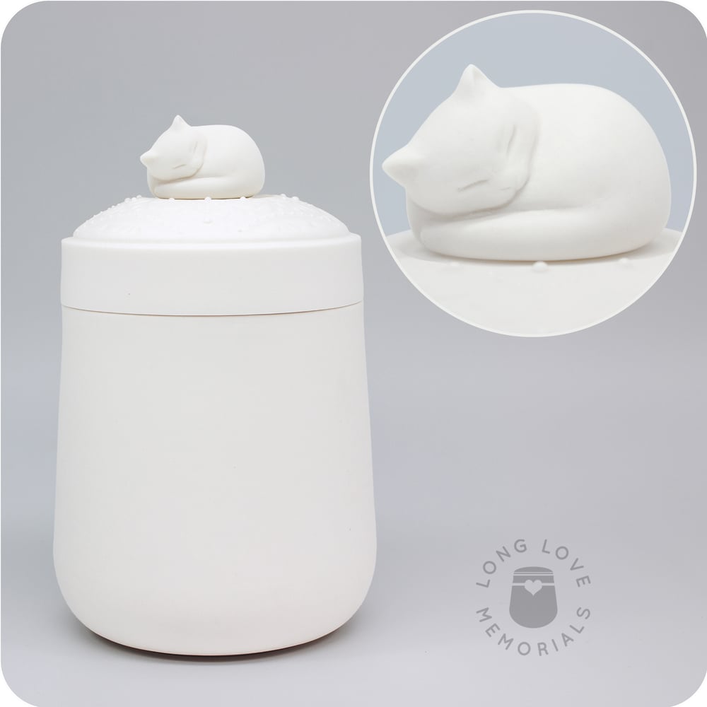 Image of Modern White Cat Urn, The Darling Ivory Signature Design