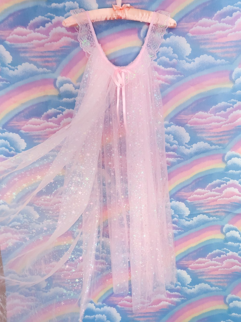 Iridescent Peignoir (Long): Pink