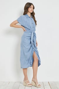 Image 1 of Ruched Waist Tied Dress