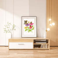 Image 4 of Yellow Swallowtail in the coneflowers- Poster Print