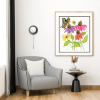 Image 5 of Yellow Swallowtail in the coneflowers- Poster Print