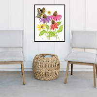 Image 2 of Yellow Swallowtail in the coneflowers- Poster Print