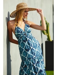 Image 1 of Cross Bk Maxi Print Dress