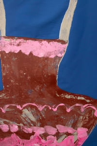 Image 2 of Pink & Maroon Pot on Blue