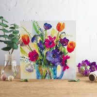 Image 1 of Anemones and Tulips Greetings Card