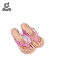 Image 1 of Pink Heart and Number Heart and Number Wedge Heel Flip-Flops