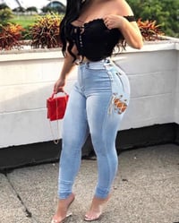 Image 1 of Bandage Hollow-Out Pants 