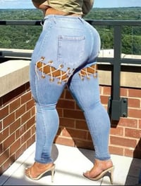 Image 2 of Bandage Hollow-Out Pants 