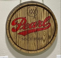 Image 1 of Vintage Pearl Beer Lager, Barrel Head Display