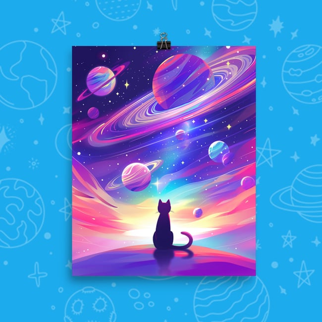 Kitty Stargazing - Art Print