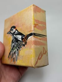 Image 4 of Tree Spotting – Great Spotted Woodpecker small painting