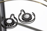 Image 2 of Gloss Black Ear Spirals - Iridescent Shell - Ear Weights - Ear Hangers 3MM