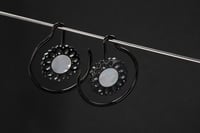 Image 3 of Gloss Black Ear Spirals - Iridescent Shell - Ear Weights - Ear Hangers 3MM