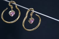 Image 3 of Princess Heart Hangers - Stainless Steel 316L - 4mm - Gold - Gauges - Tunnels - Plugs - Ear Weights