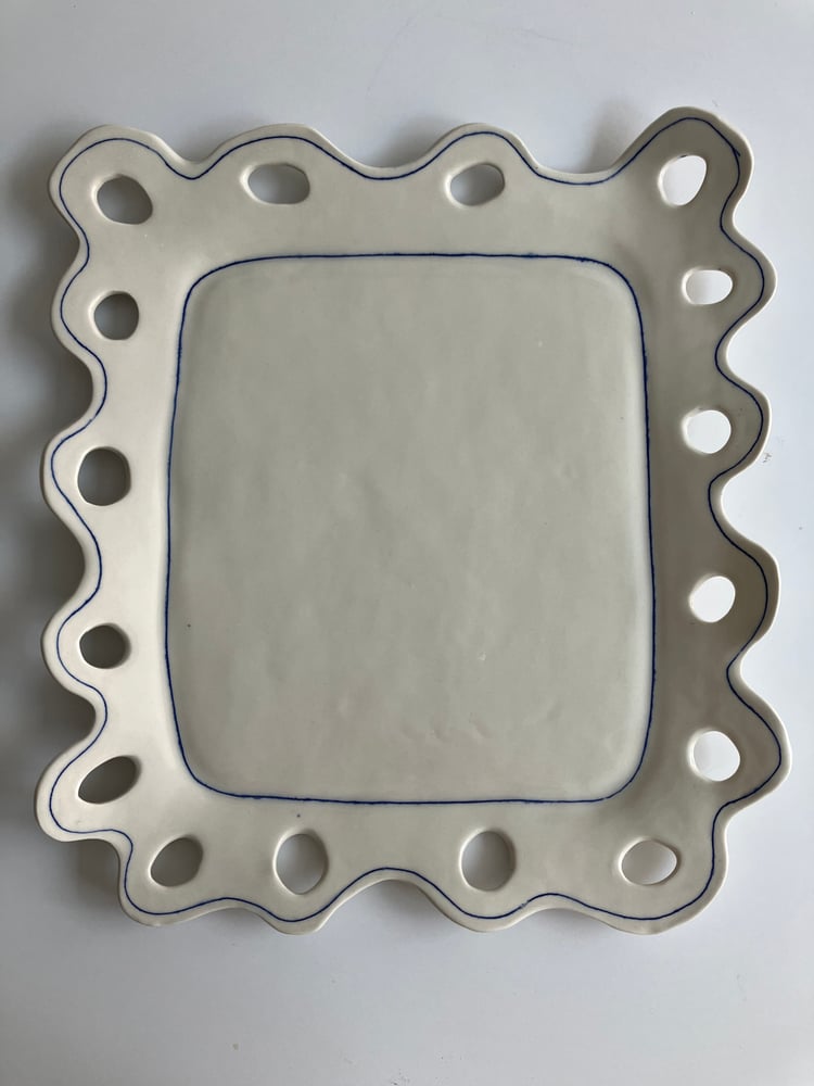 Image of square scalloped porcelain plate