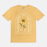 Image 3 of "Bloom Where You Are Planted" Vintage Wash Graphic Tee | Comfort Colors | 3 Options 