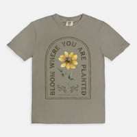 Image 4 of "Bloom Where You Are Planted" Vintage Wash Graphic Tee | Comfort Colors | 3 Options 