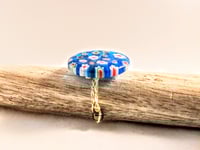 Image 3 of RED, WHITE, YELLOW, AND BLUE FLORAL MULTICOLOR ADJUSTABLE WIRE WRAP RING (ITEM #2565)