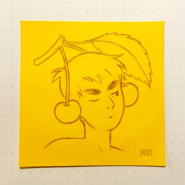 Image of Post-It drawing (cherries)