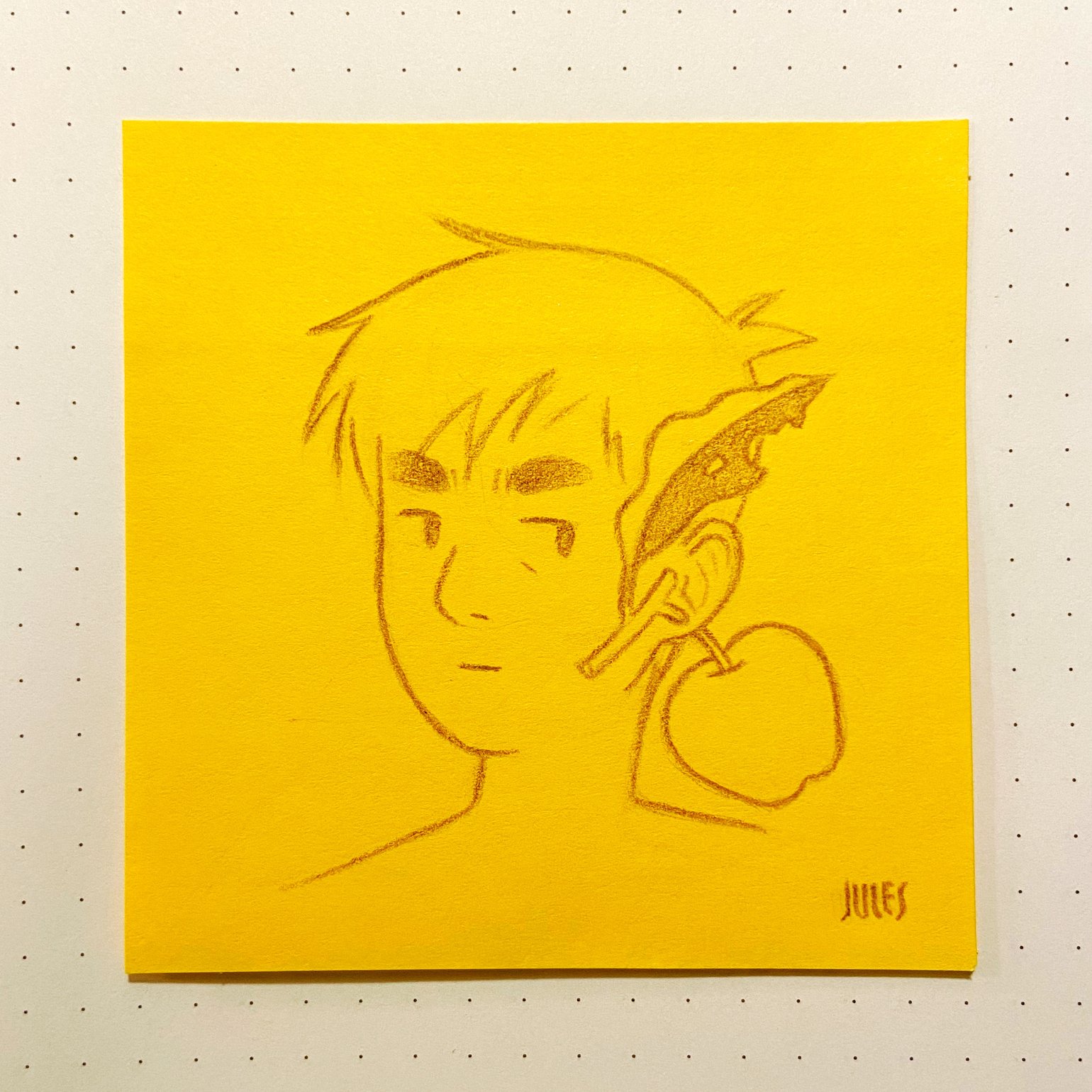 Image of Post-It drawing (apple)