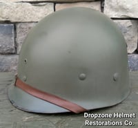 Image 11 of WWII 517th PRCT Airborne RARE Schlueter Fixed Bale Front Seam Helmet Westinghouse Liner Shrimp Net.