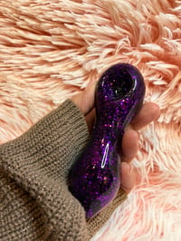 Image 3 of Purple Rain Freezable Glitter Glass Pipe  Thick Glass Pipe   Color Changing Pipe