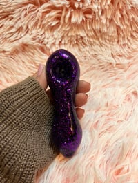 Image 8 of Purple Rain Freezable Glitter Glass Pipe  Thick Glass Pipe   Color Changing Pipe