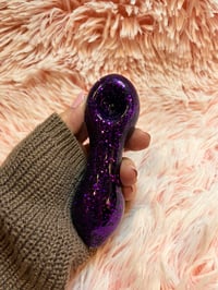 Image 9 of Purple Rain Freezable Glitter Glass Pipe  Thick Glass Pipe   Color Changing Pipe