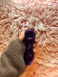 Image 15 of Purple Rain Freezable Glitter Glass Pipe  Thick Glass Pipe   Color Changing Pipe