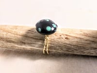 Image 2 of BLACK AND MINT GREEN POLKADOT ADJUSTABLE WIRE WRAP RING (ITEM #2559)