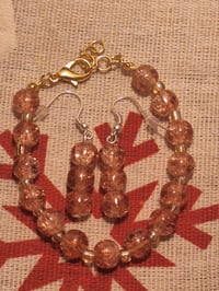 Image 1 of Sparkly brown bracelet and earring set