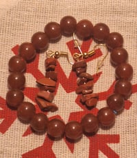Brown pearls and rock earrings set