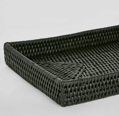 Image of Black Rattan Tidy Tray 