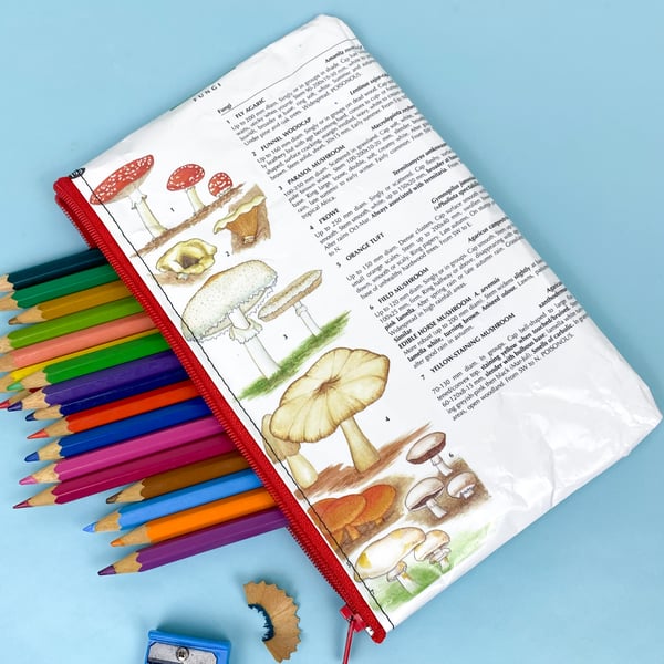 Image of Mushroom and Fern Book Page Pencil Case