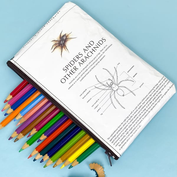 Image of Spiders and Arachnids Book Page Pencil Case