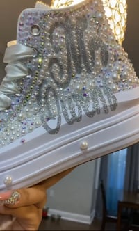 Image 4 of High Top Bridal Converse 4-6.5