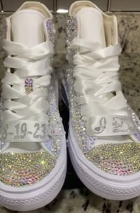 Image 5 of High Top Bridal Converse 9-10.5