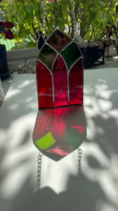 Image of Hot Pink & Green Gothic Window