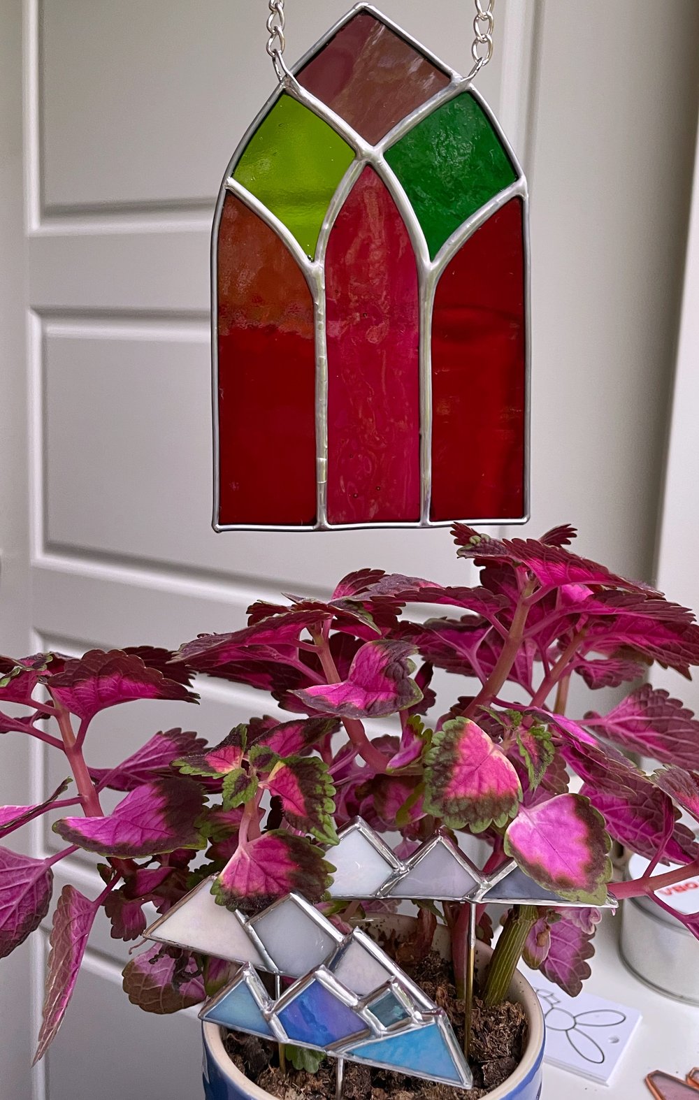 Image of Hot Pink & Green Gothic Window