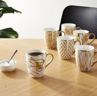 Image 2 of Gold Pleated Coffe Mugs Set of 6