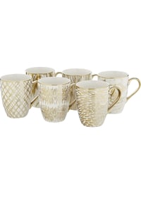 Image 1 of Gold Pleated Coffe Mugs Set of 6
