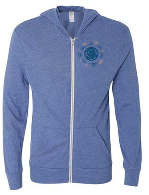 Image of Limited Edition "Restless Spirit" Full Zip Lightweight Hoodie Pacific Blue