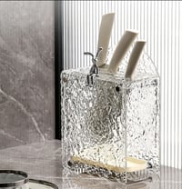 Image 1 of  Acrylic Knife Block Holder Clear Storage Rack Organizer Wall Mounted & Table Top