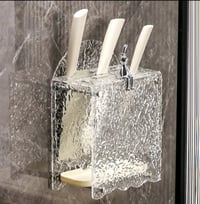 Image 2 of  Acrylic Knife Block Holder Clear Storage Rack Organizer Wall Mounted & Table Top