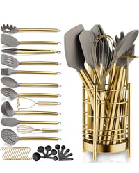 Image 2 of Gold Kitchen Non-Stick Silicone Cooking Utensils Set