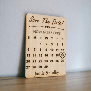 Image of Wooden Calendar Save the Date Magnets for Weddings