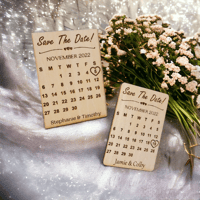 Image 1 of Wooden Calendar Save the Date Magnets for Weddings
