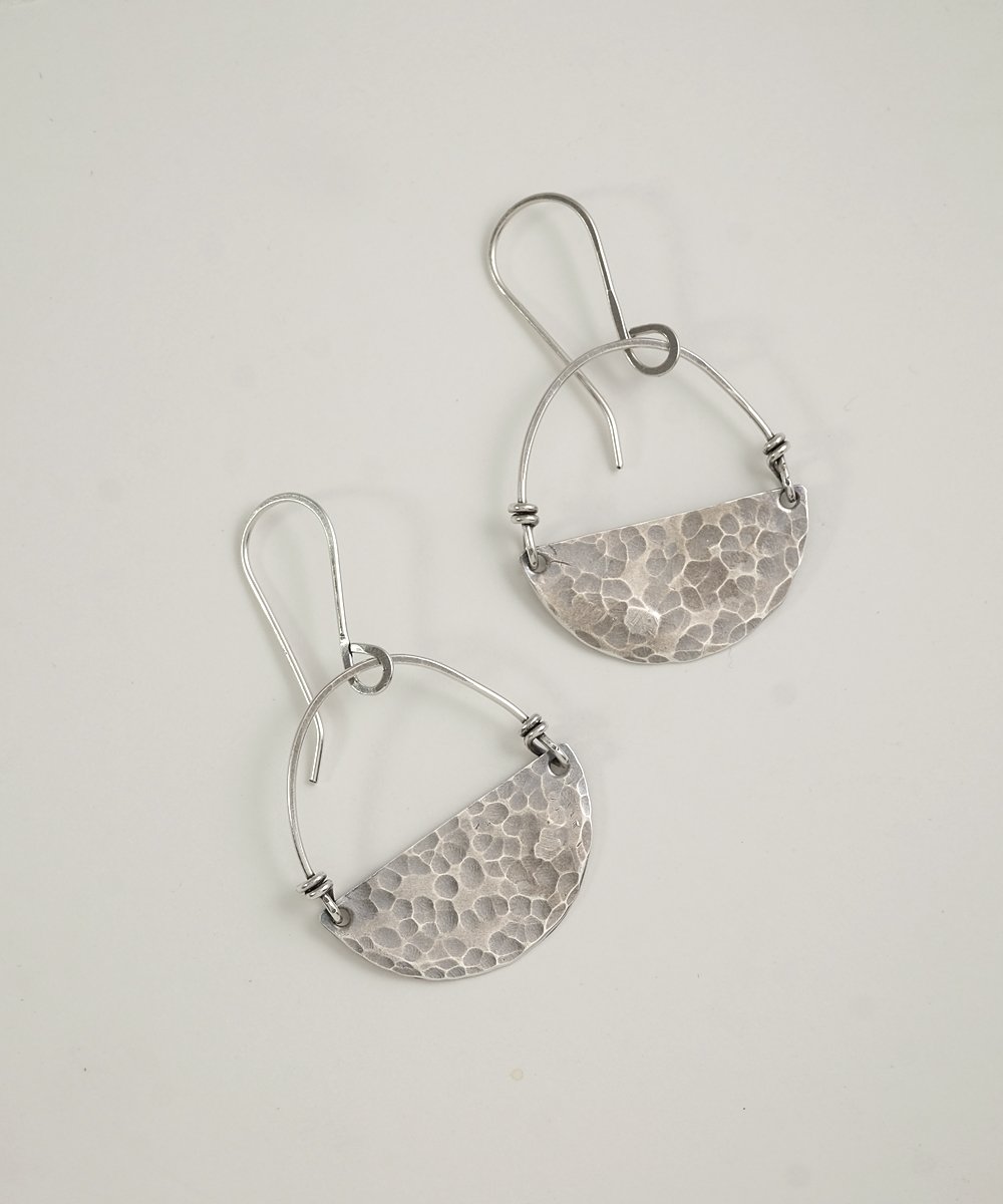 Image of Hammered Halves sterling Earrings