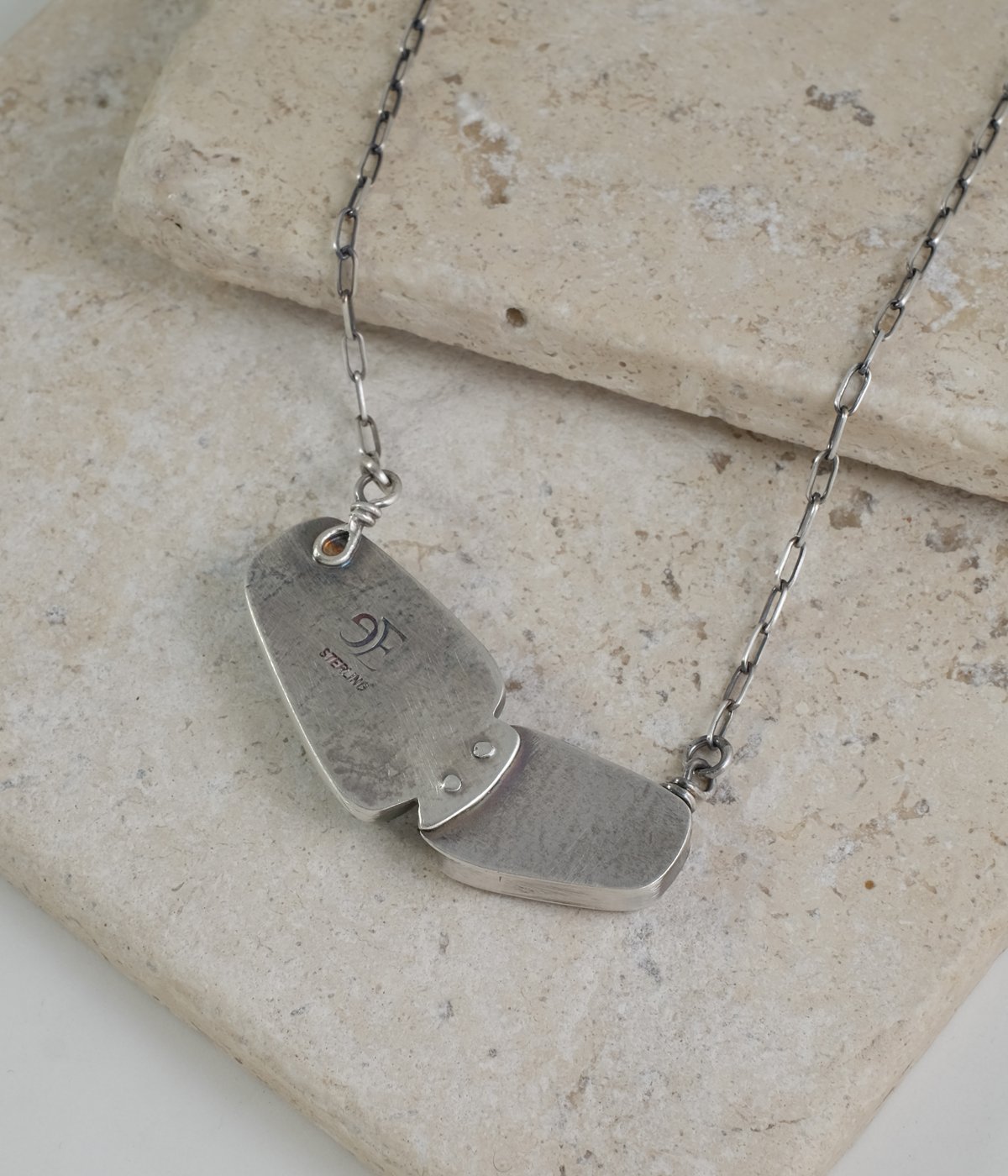 Image of Larimar and Sterling Hollow Form Necklace