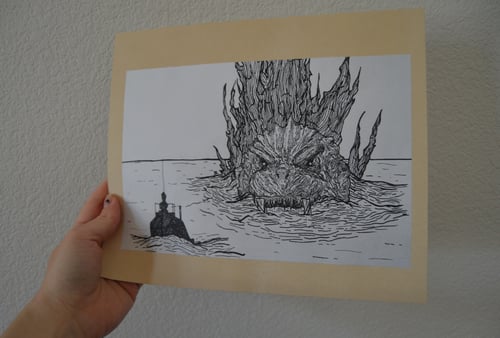 Image of Godzilla print